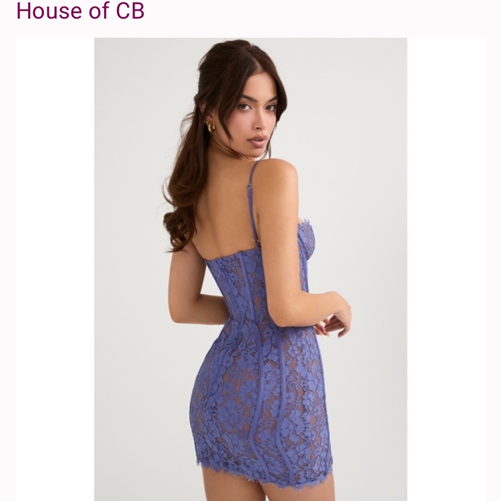 NEW House of CB Lala Lace Mini Dress Lavender Xs - Picture 2 of 9